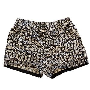 MADEWELL SOFT SHORTS BLACK WHITE PAISLEY ELASTIC WAIST